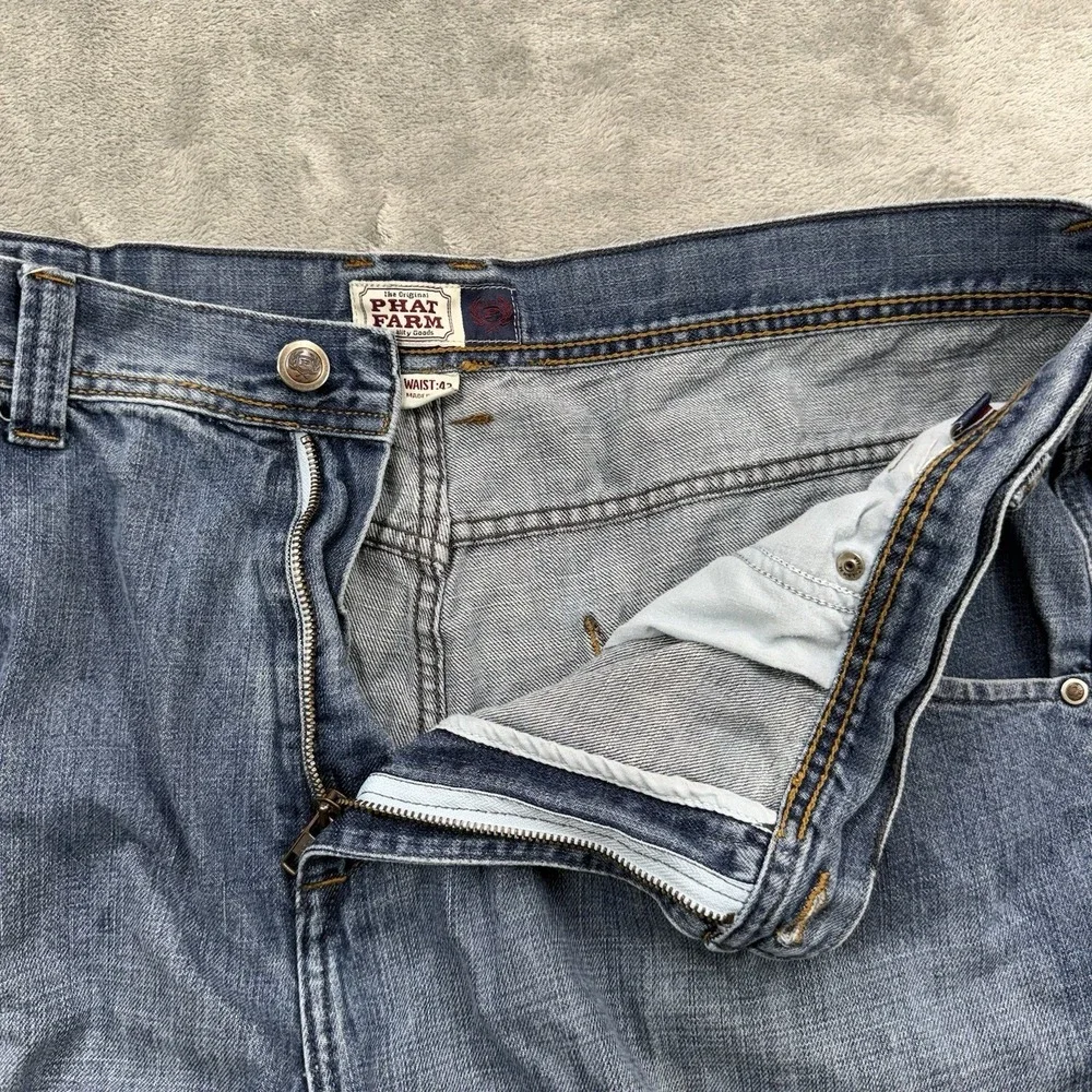 VINTAGE Phat Farm Denim Jean Shorts Blue Jorts Baggy Skater Hip Hop Y2K Size 42